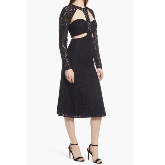BARDOT Women's Cutout Lace Dress XL US 10 Black Long Sleeve NWT - Picture 2 of 15